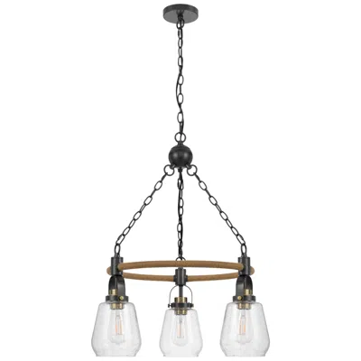 Cal Lighting 60w X 3 Kavala Metal Chandelier With Burlap Accent And Glass Shades