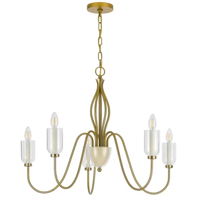 Cal Lighting 60w X 5 Kalamaria Metal Chandelier With Glass Shade