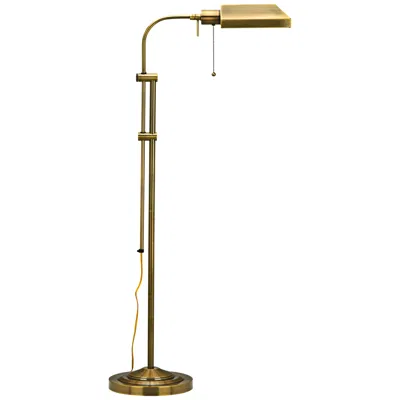 Cal Lighting Adjustable Height Antique Brass Metal Pharmacy Floor Lamp