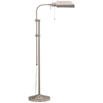 Cal Lighting Adjustable Height Brushed Steel Metal Pole Pharmacy Floor Lamp In Brown