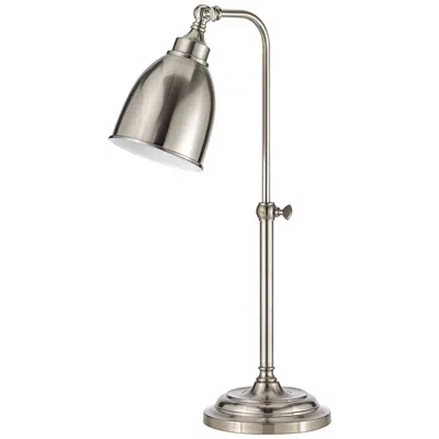 Cal Lighting Adjustable Height Brushed Steel Pole Pharmacy Task Lamp In Silver