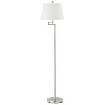 Cal Lighting Andros 60" Brushed Steel Swing Arm Floor Lamp In White