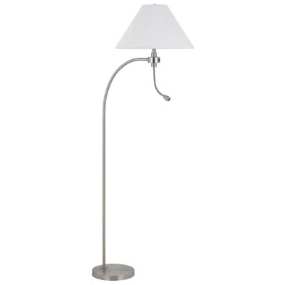 Cal Lighting Ashland Brushed Steel Led Arc Floor Lamp With Reading Light In White