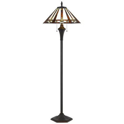 Cal Lighting Autumn 61" High Tiffany-style Stained Glass Floor Lamp In Brown
