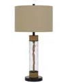 Cal Lighting Bartow 32" Height Metal And Glass Table Lamp In Black,burlap,textured Glass