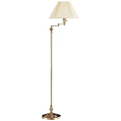 Cal Lighting Bellhaven 59" High Antique Brass Swing Arm Floor Lamp In Neutral