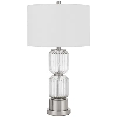 Cal Lighting Bresso Clear Fluted Glass Table Lamp In White