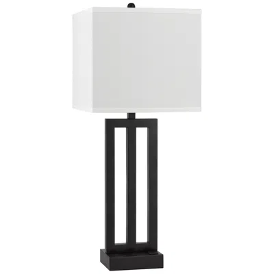 Cal Lighting Cachan Antique Bronze Table Lamp With Outlet And Usb Port In White