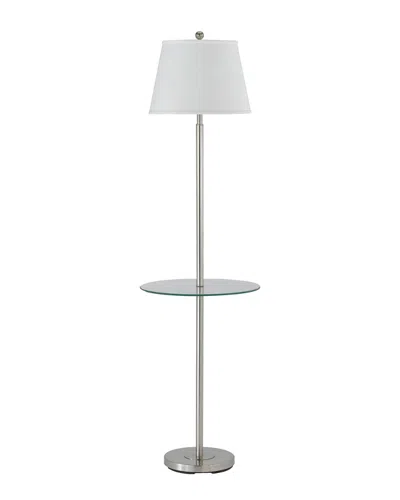 Cal Lighting Calighting 3-way Andros Floor Lamp With Glass Tray In Silver