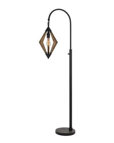 Cal Lighting Calighting Valence Metal And Pine Wood Floor Lamp In Black