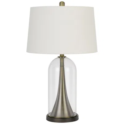 Cal Lighting Camargo Clear Glass And Antique Brass Table Lamp In White