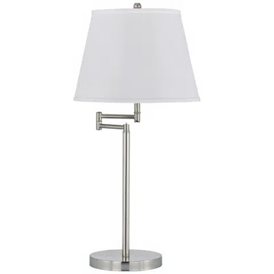 Cal Lighting Candros 28" Brushed Steel Adjustable Swing Arm Lamp In White