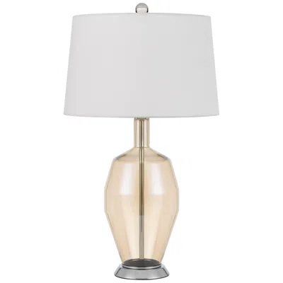 Cal Lighting Carpiano Smoked Glass Table Lamp In White