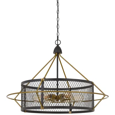 Cal Lighting Caserta 32 3/4" Wide Antique Brass And Black 6-light Chandelier