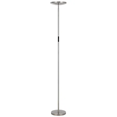 Cal Lighting Christie Brushed Steel Led Torchiere Floor Lamp In Gray