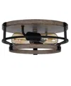 Cal Lighting Clarita 5" Height Metal Semi Flush Mount In Drifted Wood,black