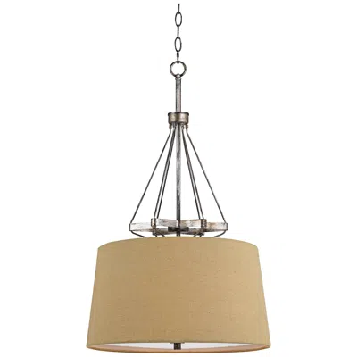Cal Lighting Cresco 20" Wide Textured Steel And Burlap Drum Pendant In Brown