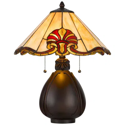 Cal Lighting Crest 19 1/2" High Bronze Jug Tiffany Style Table Lamp In Brown