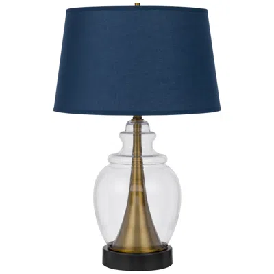 Cal Lighting Cupola 30" Antique Brass And Clear Glass Jar Table Lamp In Blue