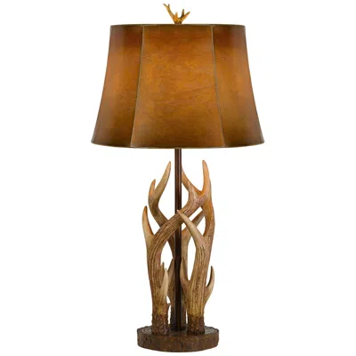 Cal Lighting Darby 32 1/2" Faux Deer Antler Rustic Western Table Lamp In Brown