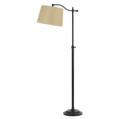 Cal Lighting Downbridge Adjustable Height Dark Bronze Finish Floor Lamp In White