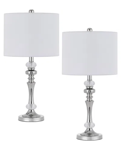 Cal Lighting Effingham 24" Height Metal And Crystal Lamp Set In Brushed Steel