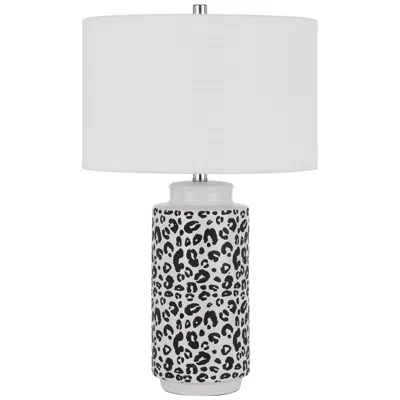 Cal Lighting Exeter White Cheetah Ceramic Table Lamp In Black