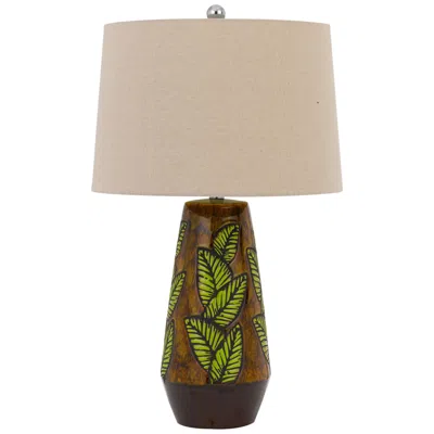Cal Lighting Hanson 28 1/2" Cocoa Leaf Print Ceramic Table Lamp In Brown