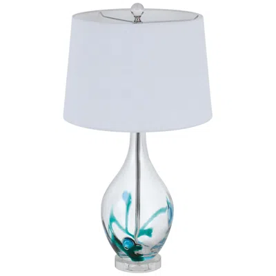 Cal Lighting Harlan 27" Clear Turquoise Art Glass Vase Table Lamp In White