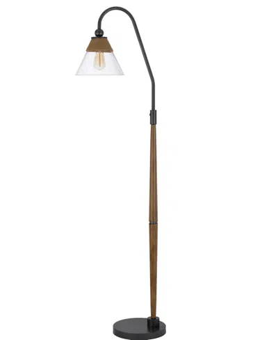 Cal Lighting Hinton 71.25" Height Metal Floor Lamp In Oak,black