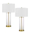 Cal Lighting Hookerton 29" Height Glass Table Lamp Set In Antique Brass