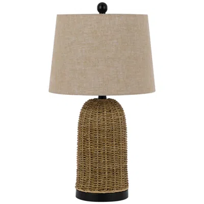 Cal Lighting Indio Brown Woven Wicker Basket Table Lamp In Neutral