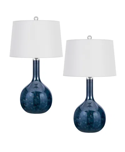 Cal Lighting Kemi 29" Height Glass Table Lamp Set In Antique Blue Luster