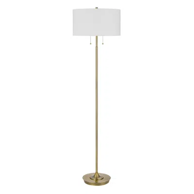 Cal Lighting Kendal 64" Antique Brass Modern Pull Chain Floor Lamp In White