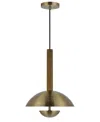 Cal Lighting Lakeland 16.5" Height Metal Pendant In Antique Brass,wood