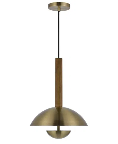 Cal Lighting Lakeland 16.5" Height Metal Pendant In Antique Brass,wood