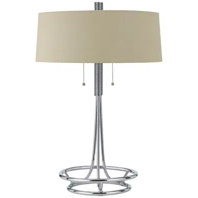 Cal Lighting Lecce 30" Burlap And Chrome Metal Table Lamp In Brown