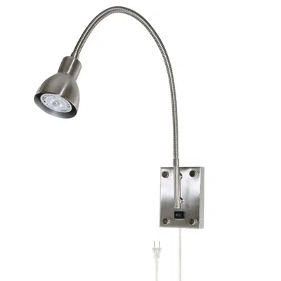 Cal Lighting Led Brushed Steel Finish Gooseneck Arm Modern Plug-in Wall Light In Gray