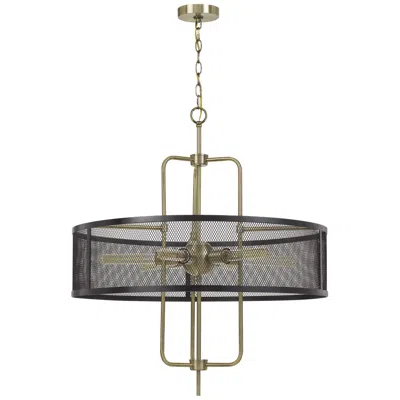 Cal Lighting Leiden 28" Wide Brass And Black 6-light Chandelier In Brown