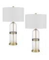 Cal Lighting Lenoir 28" Height Glass Table Lamp Set In Antique Brass,glass