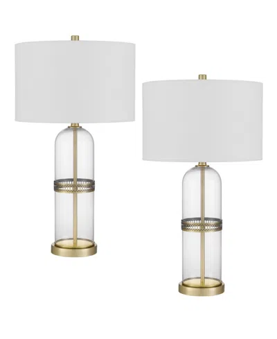 Cal Lighting Lenoir 28" Height Glass Table Lamp Set In Antique Brass,glass