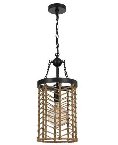 Cal Lighting Lillington 1 Light 22" Height Metal Pendant In Burlap,black