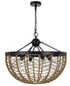 Cal Lighting Lillington 4 Light 20.375" Height Metal Pendant In Burlap,black