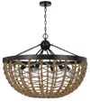 Cal Lighting Lillington 6 Light 24" Height Metal Pendant In Burlap,black
