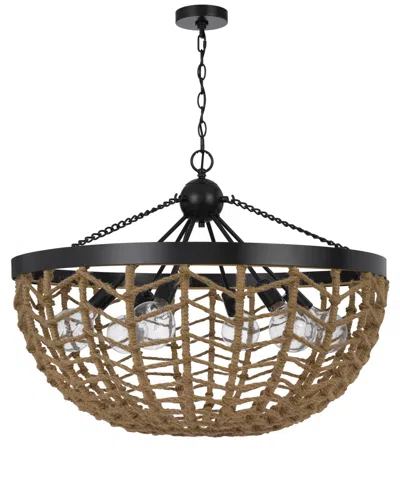 Cal Lighting Lillington 6 Light 24" Height Metal Pendant In Burlap,black