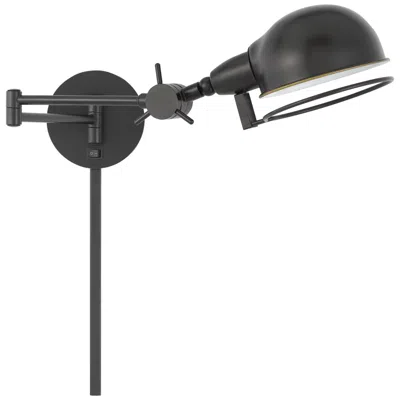 Cal Lighting Linthal Dark Bronze Adjustable Plug-in Swing Arm Wall Lamp In Black