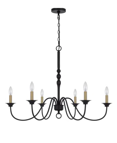 Cal Lighting Marino 25" Height Metal Chandelier In Black,antique Brass