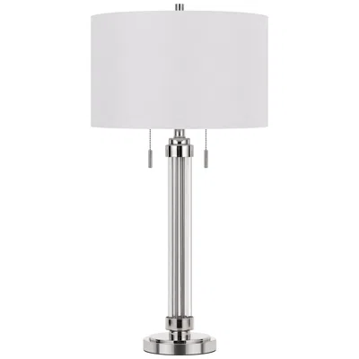 Cal Lighting Montilla 31" High Brushed Steel Metal Column Table Lamp In White