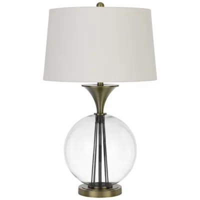 Cal Lighting Moxee Clear Glass And Antique Brass Table Lamp In White