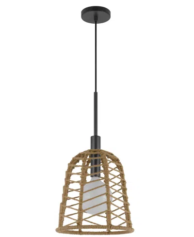 Cal Lighting Parkton 1 Light 21.25" Height Metal Pendant In Burlap,charcoal Gray